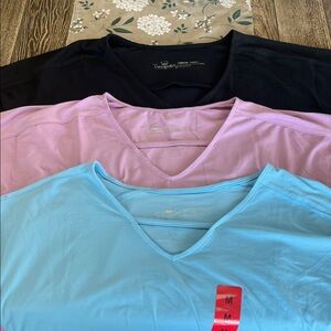 3 Pack Tranquility Women's Med V-Neck Tops Black, Lavender, Blue Soft Stretchy